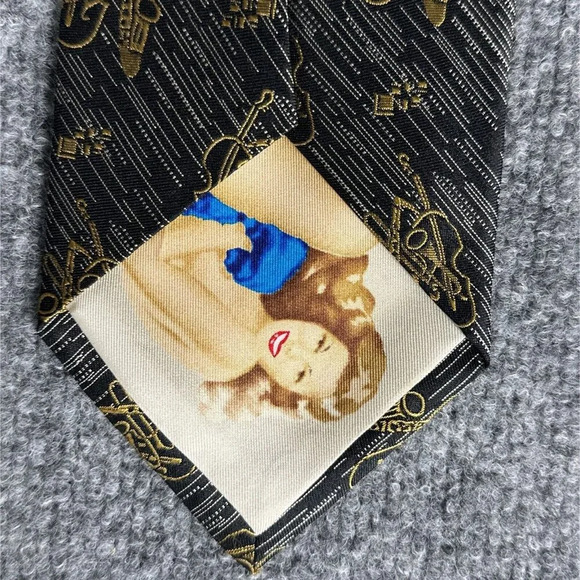 Nat Nast Tie Mens Black Gold Musical Jazz Causal Silk Necktie - Picture 5 of 8